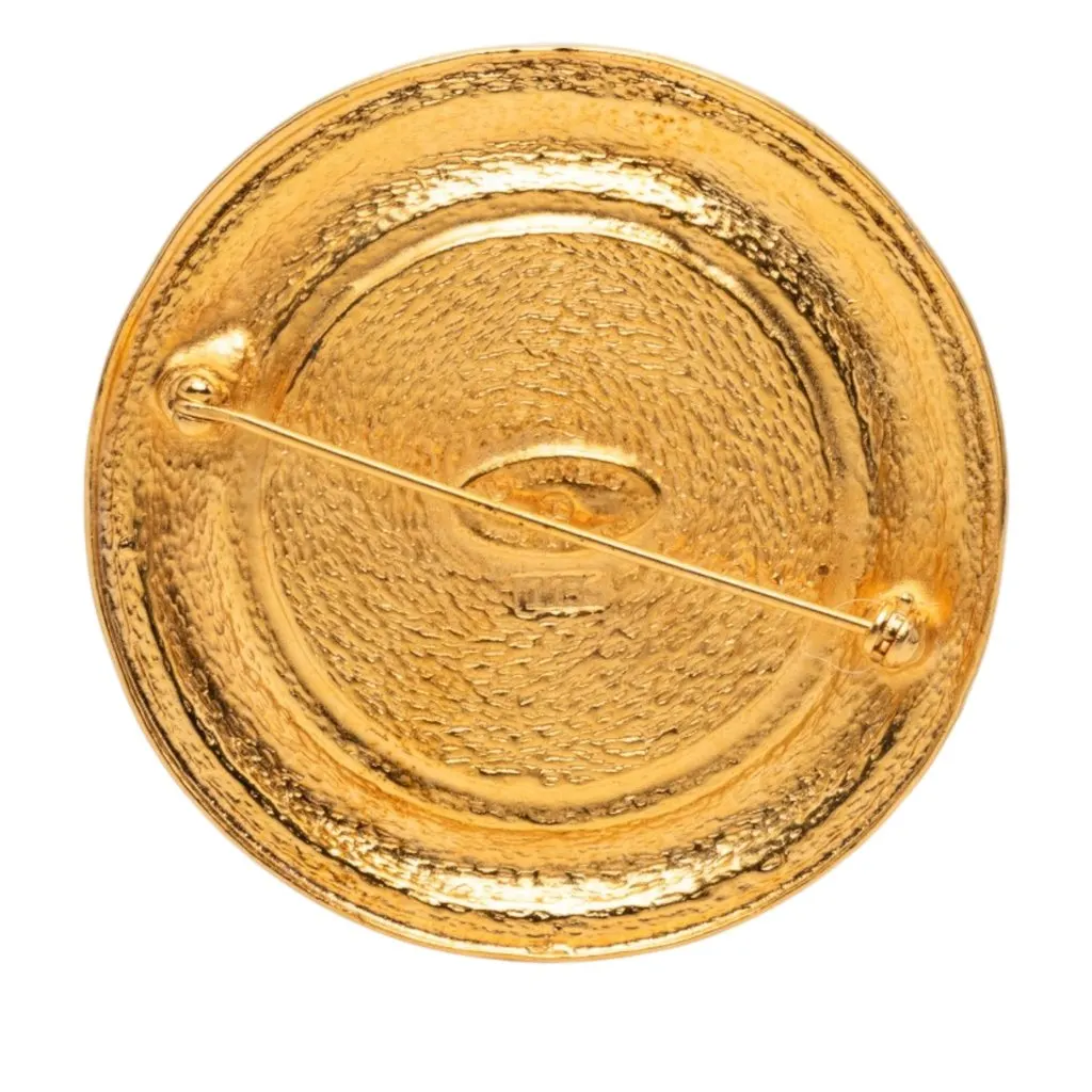 Chanel Gold Plated 31 Rue Cambon Round Brooch Gold Metal Very good - Back View