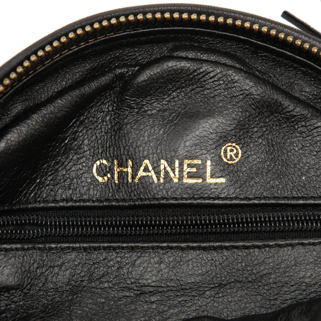 Chanel Quilted Lambskin Tassel Round Clutch with Chain Black Leather Good - Box View