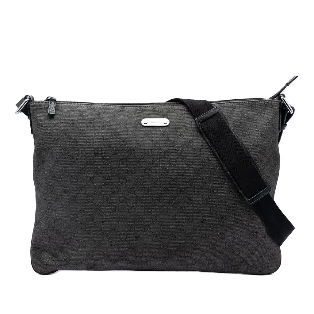 Gucci GG Denim Crossbody Black Very good - Front View