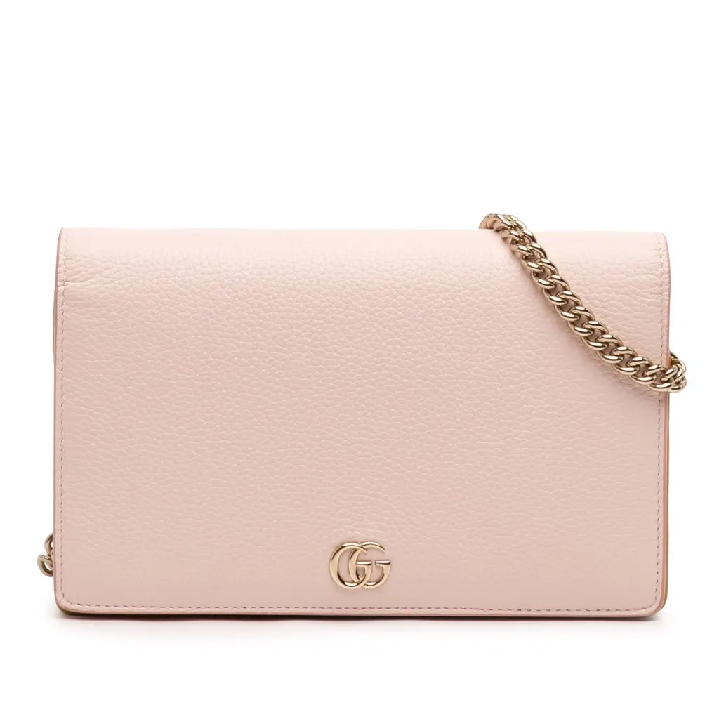 Gucci GG Marmont Calfskin Wallet On Chain Pink Leather Very good - Front View