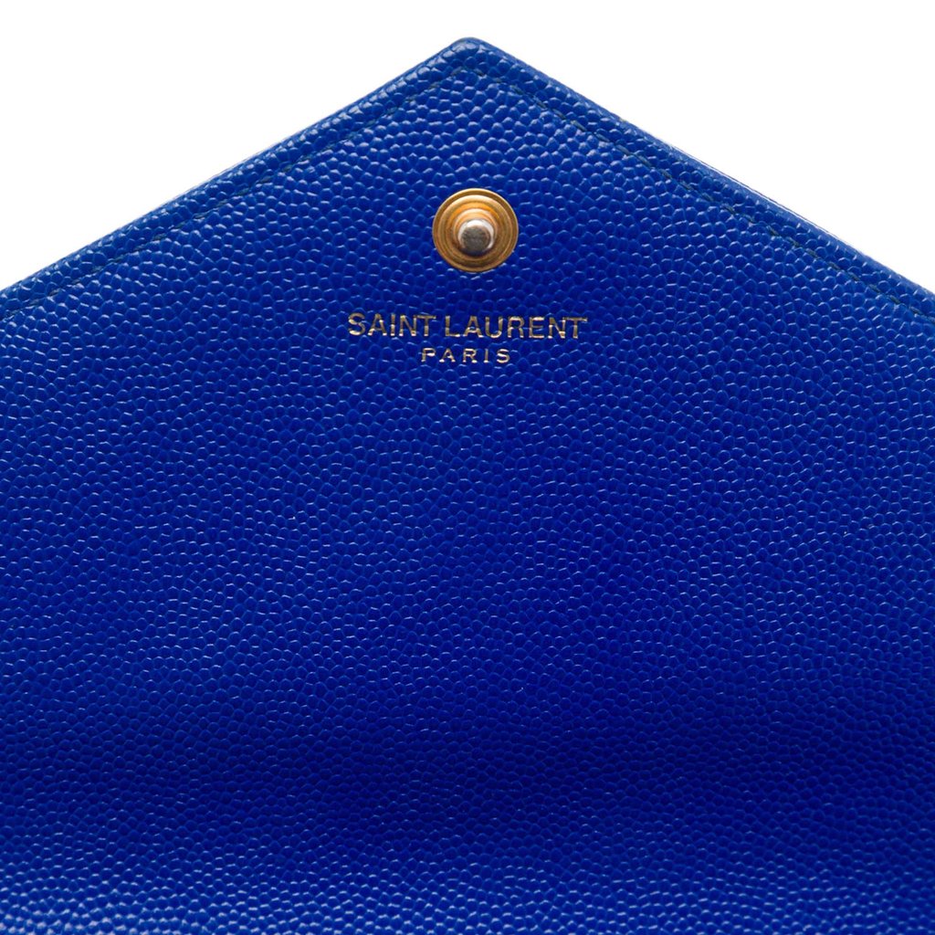 Saint Laurent Grain De Poudre Chevron Monogram Envelope Chai