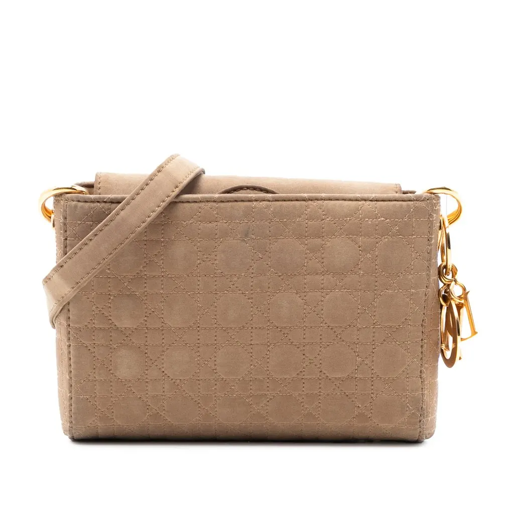 Dior Suede Cannage Lady Dior Crossbody Brown Leather Very good - Front View