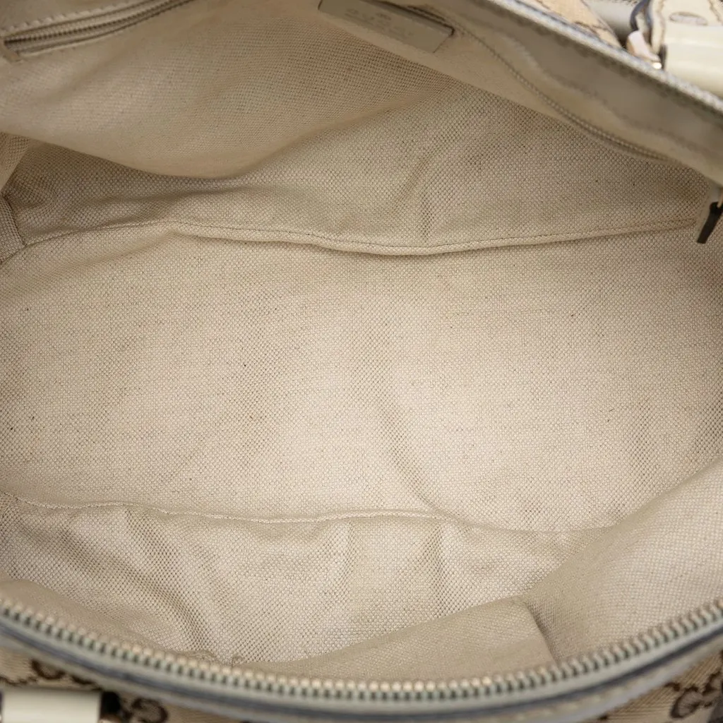 Gucci GG Canvas Sukey Satchel Beige Very good - Model View