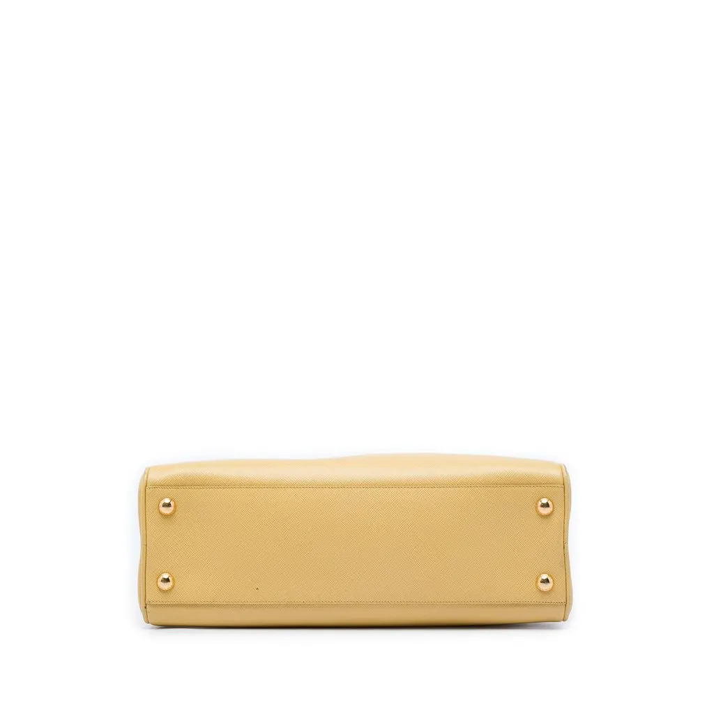 Prada Saffiano Lux Pyramid Frame Handbag Yellow Leather Very good - Inside View