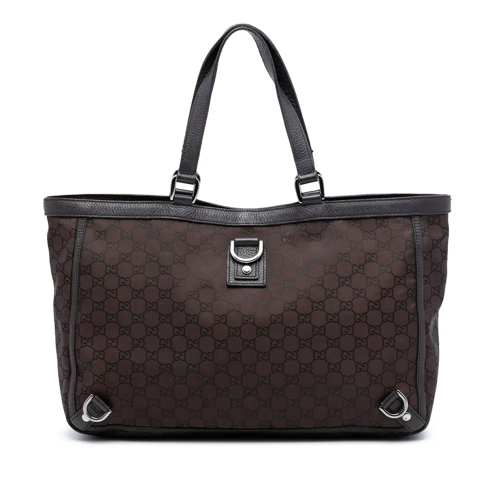 Gucci GG Nylon Abbey D Ring Tote Brown Very good - Front View