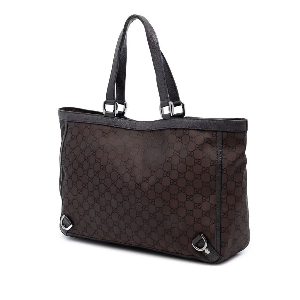 Gucci GG Nylon Abbey D Ring Tote Brown Very good - Back View