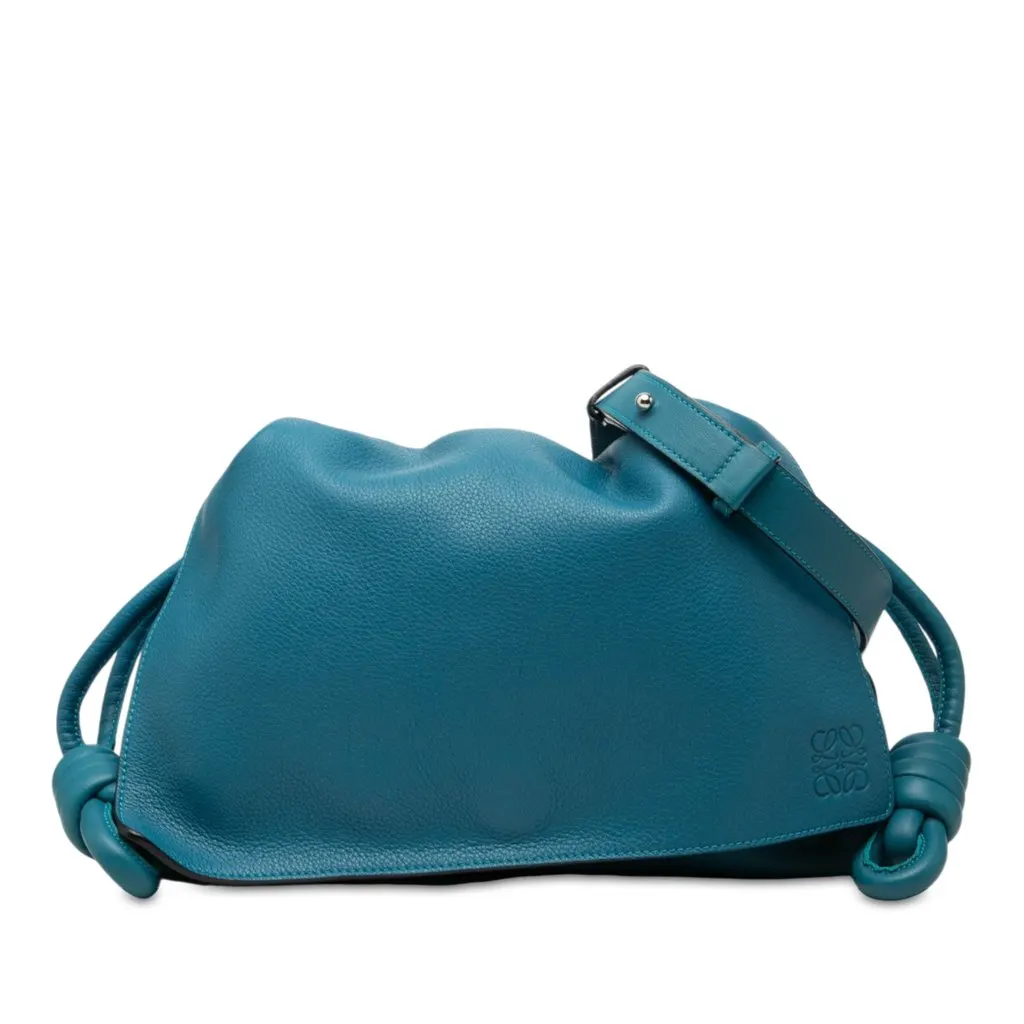 Loewe Nappa Flamenco Flap Crossbody Blue Leather Very good - Front View