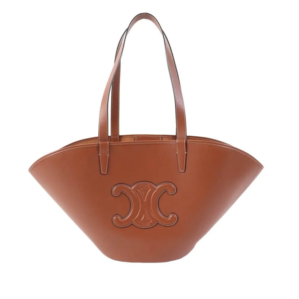 Celine Medium Smooth Calfskin Cuir Triomphe Couffin Tote Brown Leather Very good - Front View
