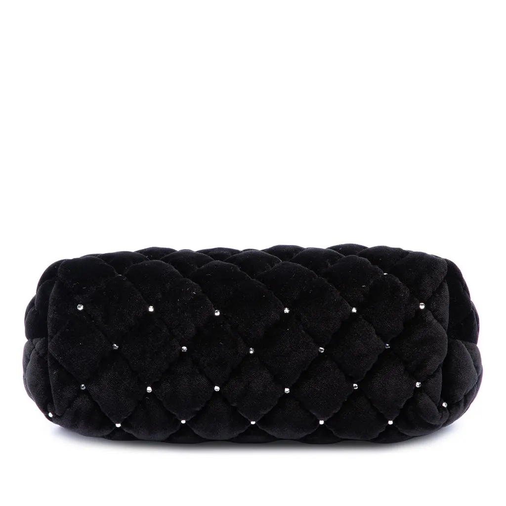 Chanel CC Quilted Velvet Crystal Wristlet Clutch Black Very good - Inside View
