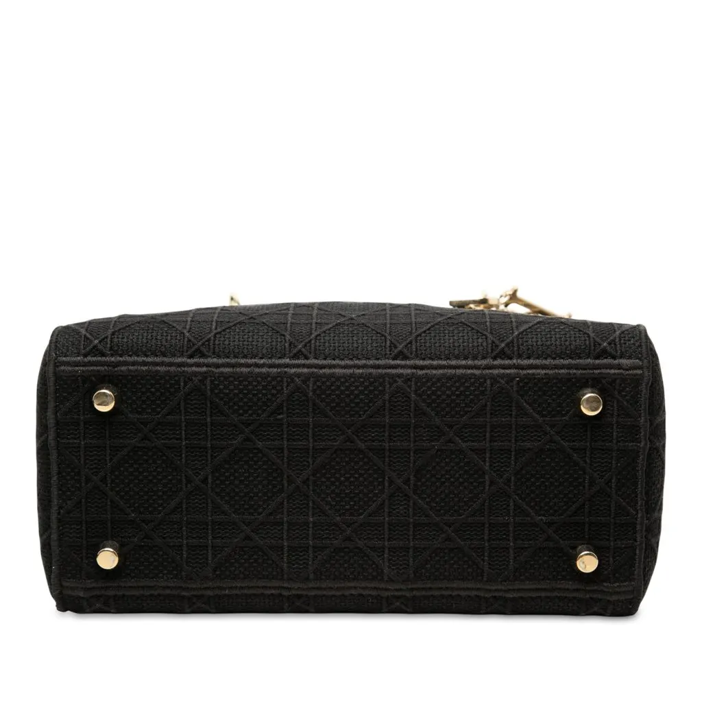 Dior Medium Embroidered Canvas Cannage Lady D Lite Black Canvas Very good - Inside View