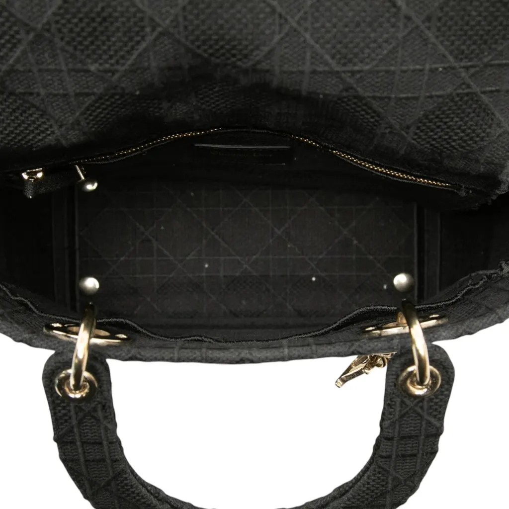 Dior Medium Embroidered Canvas Cannage Lady D Lite Black Canvas Very good - Model View