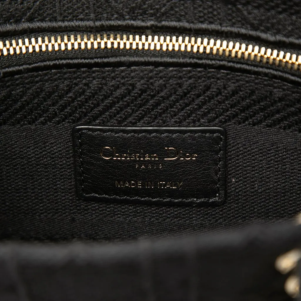 Dior Medium Embroidered Canvas Cannage Lady D Lite Black Canvas Very good - Box View
