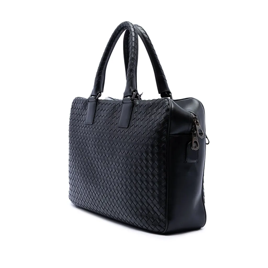 Bottega Veneta Nappa Intrecciato Business Bag Black Leather Very good - Back View