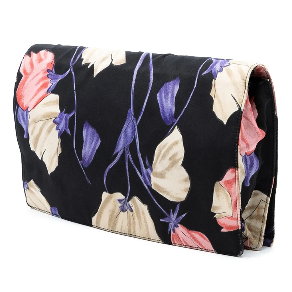Prada Tessuto Floral Print Chain Crossbody Black Very good - Back View