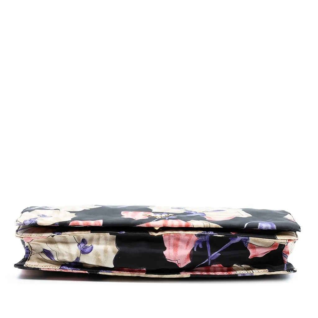 Prada Tessuto Floral Print Chain Crossbody Black Very good - Inside View