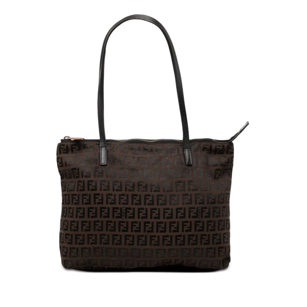 Fendi Zucchino Canvas Tote Brown Very good - Front View