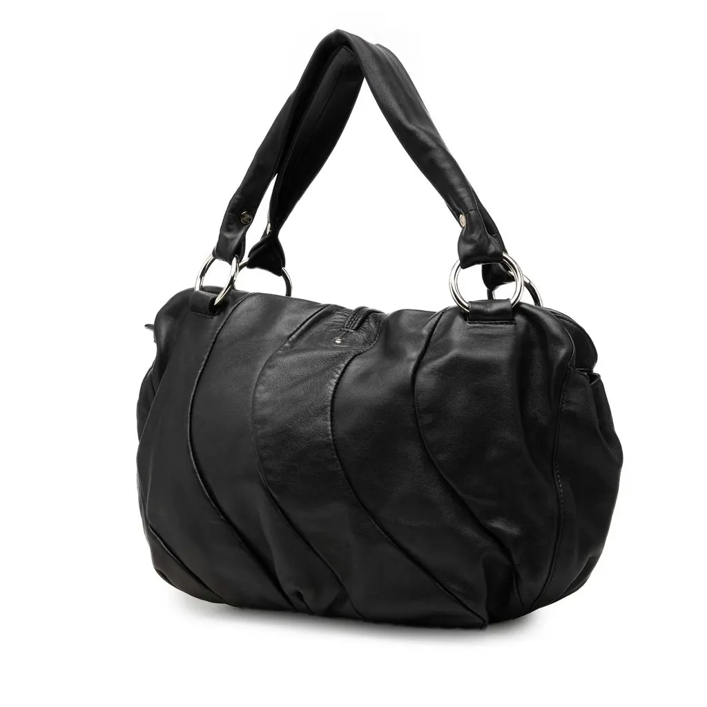 Celine Calfskin Pleated Bittersweet Hobo Black Leather Very good - Back View