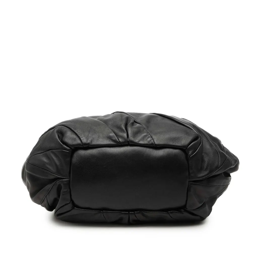 Celine Calfskin Pleated Bittersweet Hobo Black Leather Very good - Inside View