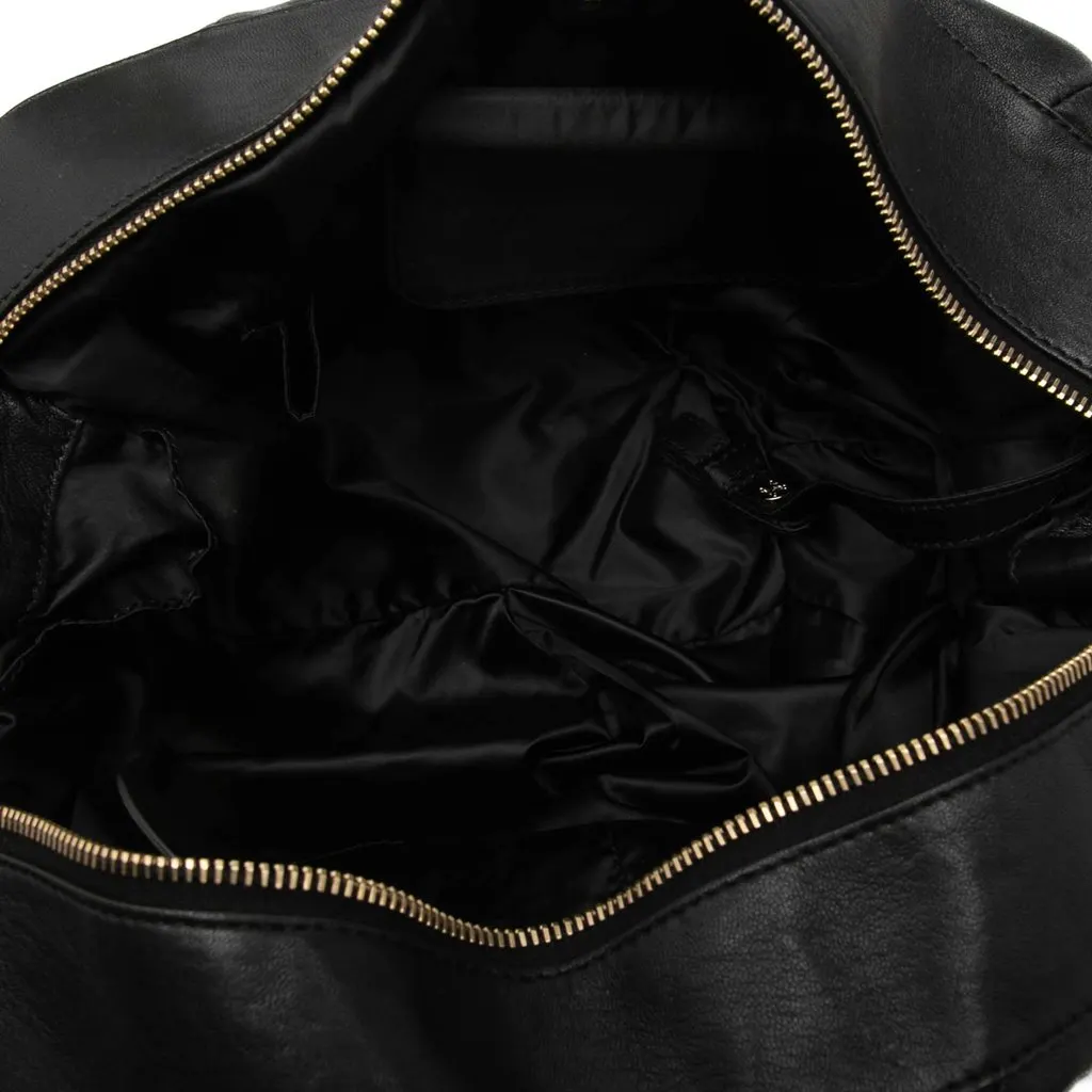 Celine Calfskin Pleated Bittersweet Hobo Black Leather Very good - Model View