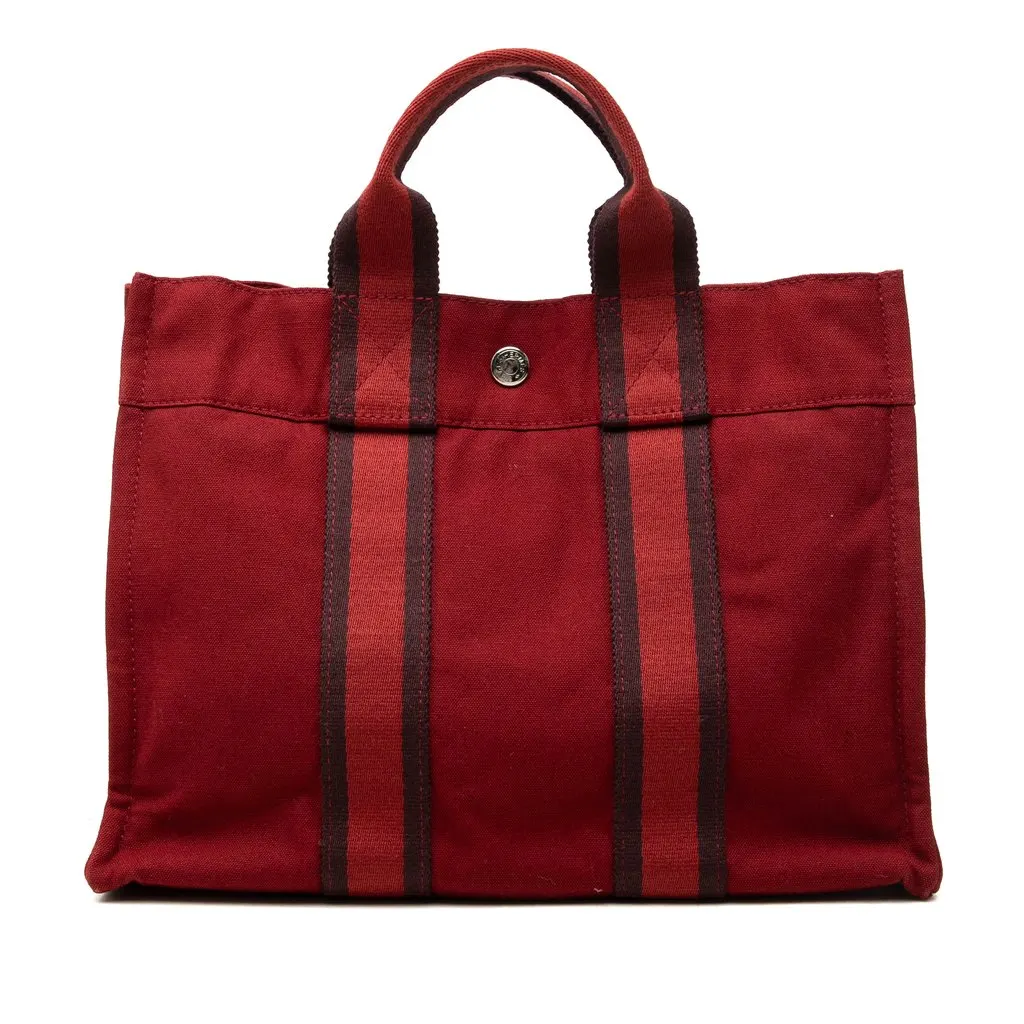 Hermès Canvas Fourre Tout PM Red Canvas Very good - Front View