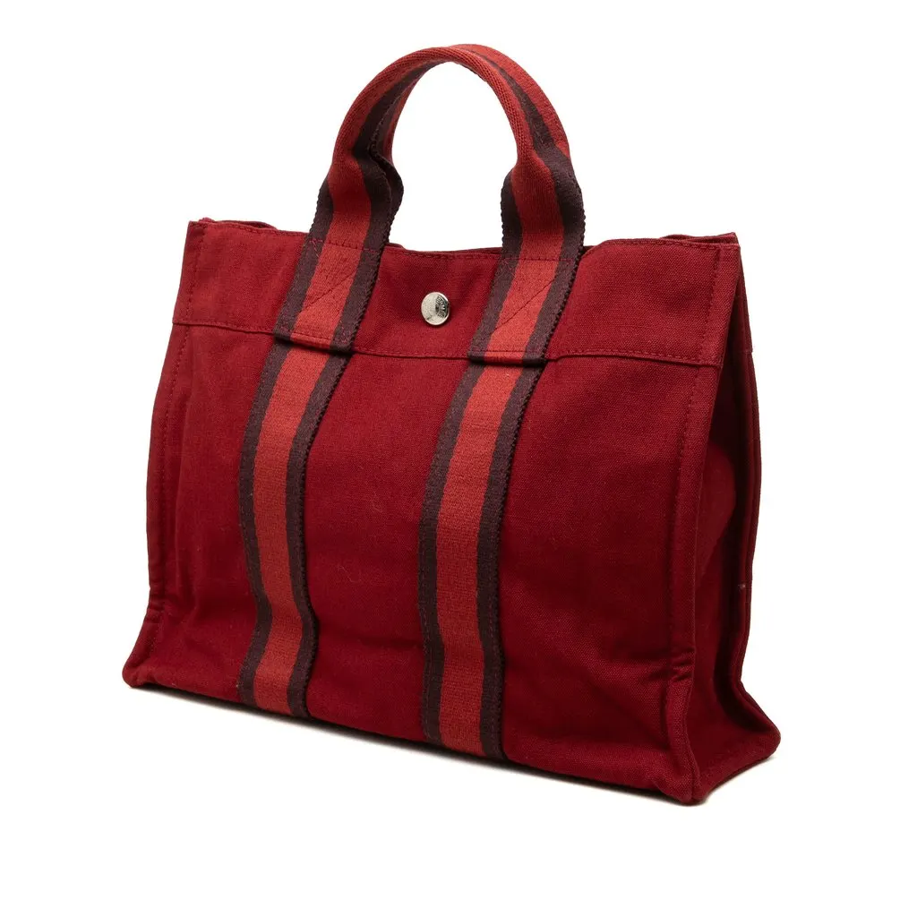 Hermès Canvas Fourre Tout PM Red Canvas Very good - Back View