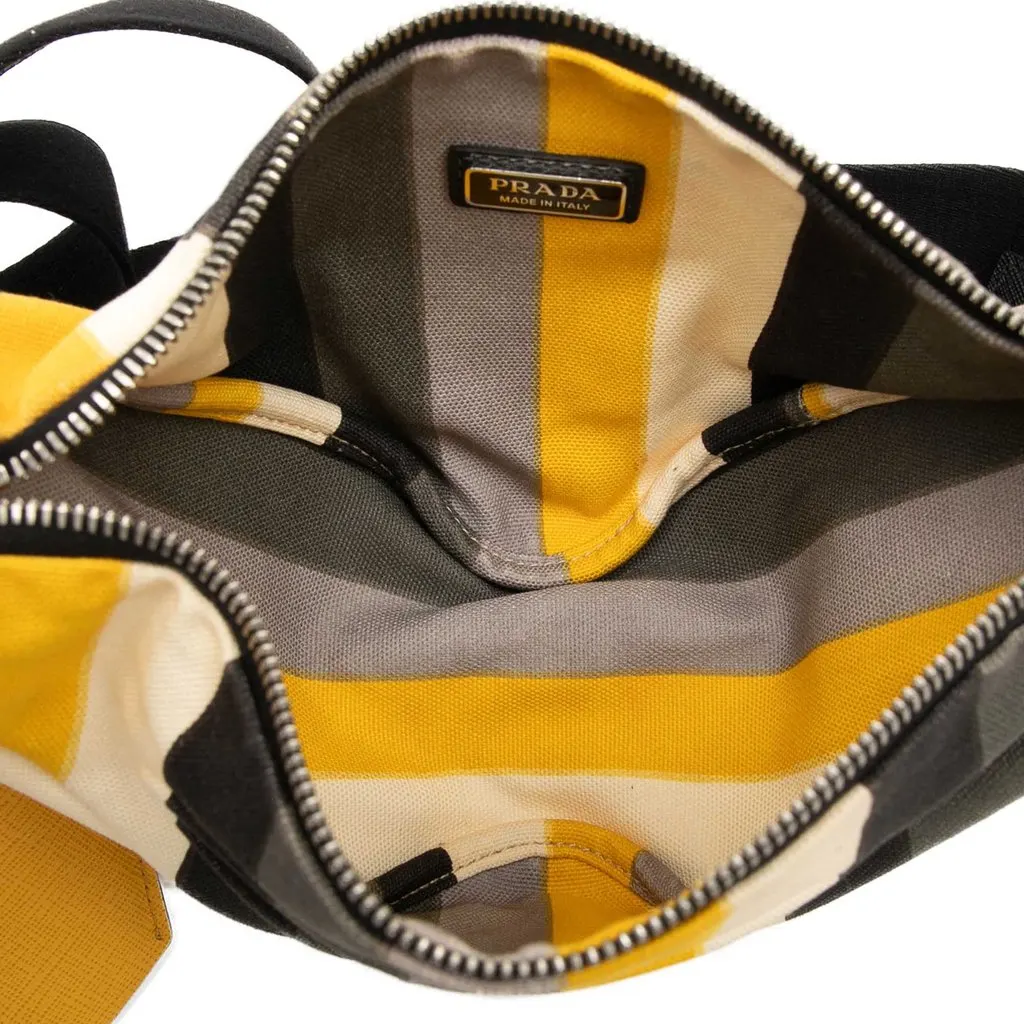 Prada Canvas Canapa Baiadera Triangle Logo Crossbody Yellow Very good - Model View