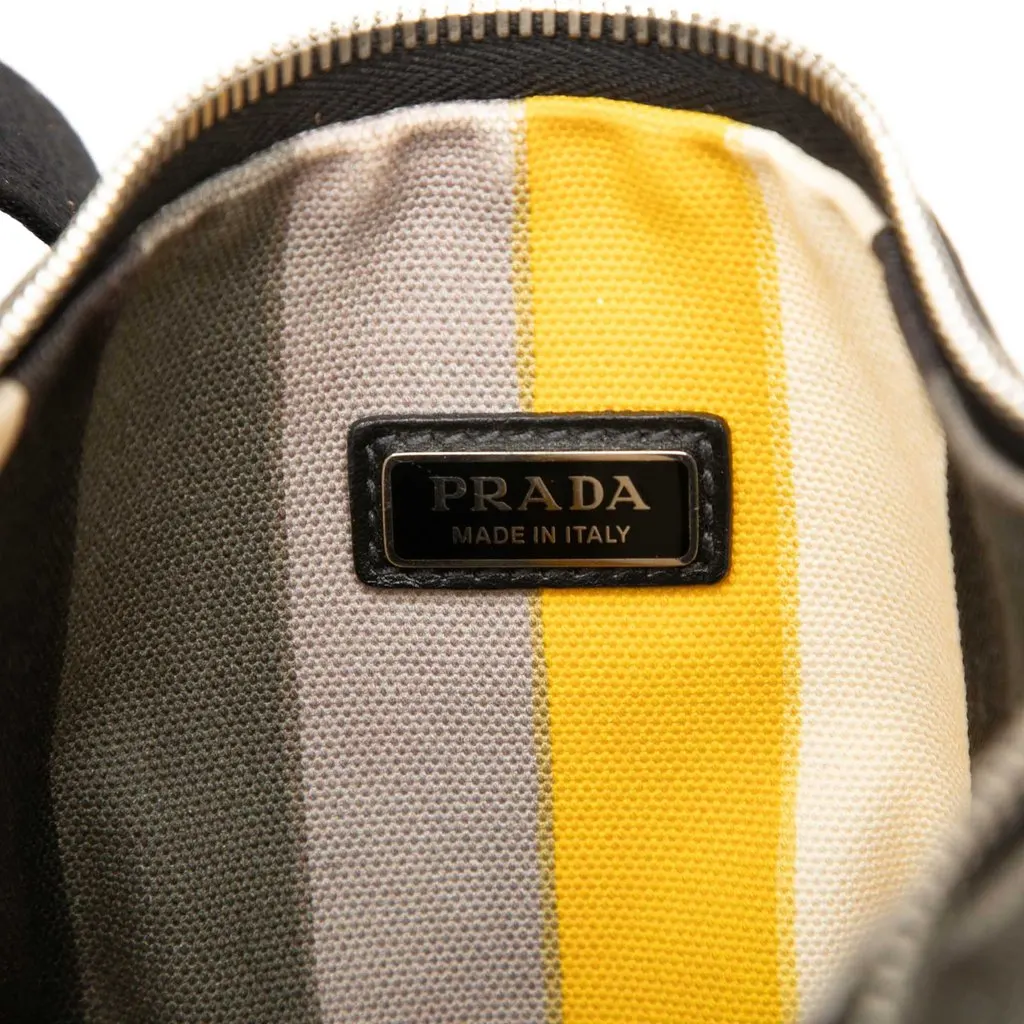 Prada Canvas Canapa Baiadera Triangle Logo Crossbody Yellow Very good - Box View