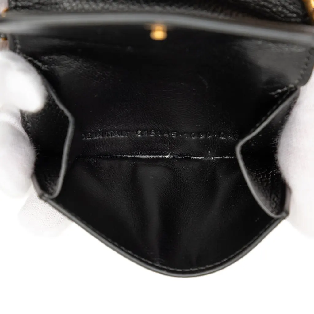 Balenciaga Mini Grained Calfskin Logo Cash Wallet On Chain Black Leather Very good - Box View