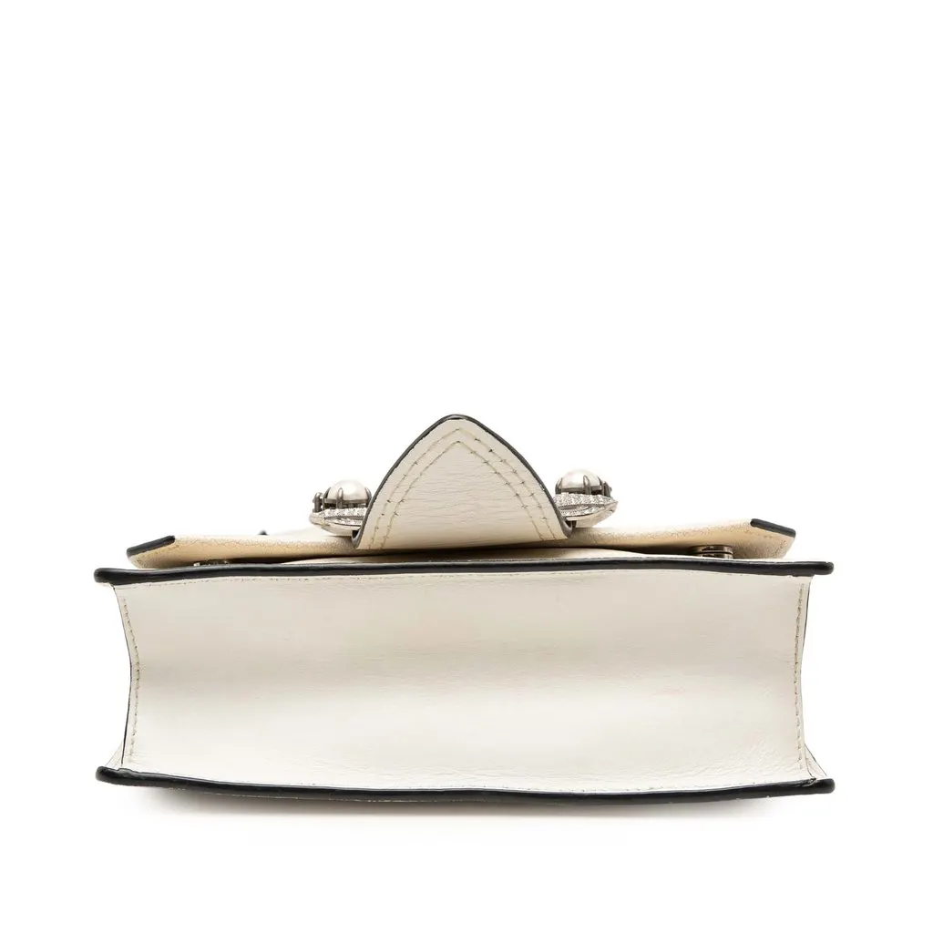 Miu Miu Goatskin Madras Soft Calf Crystal Embellished Crossbody White Leather Very good - Inside View