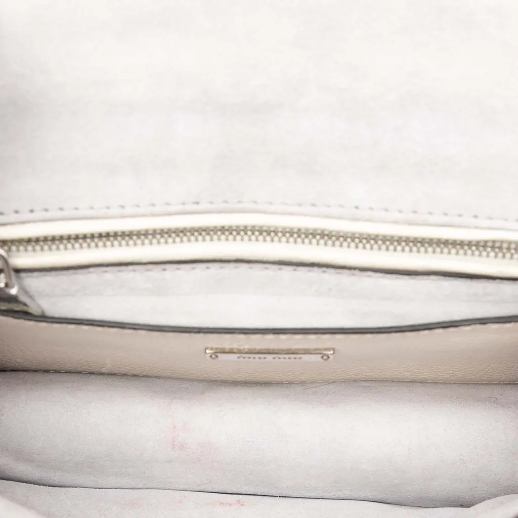 Miu Miu Goatskin Madras Soft Calf Crystal Embellished Crossbody White Leather Very good - Model View