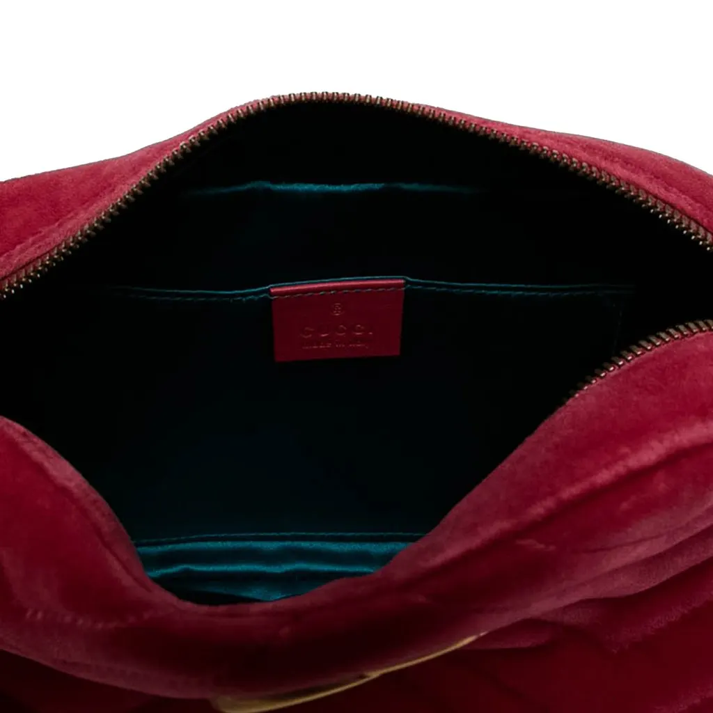 Gucci Small GG Marmont Matelasse Velvet Crossbody Red Velvet Very good - Box View