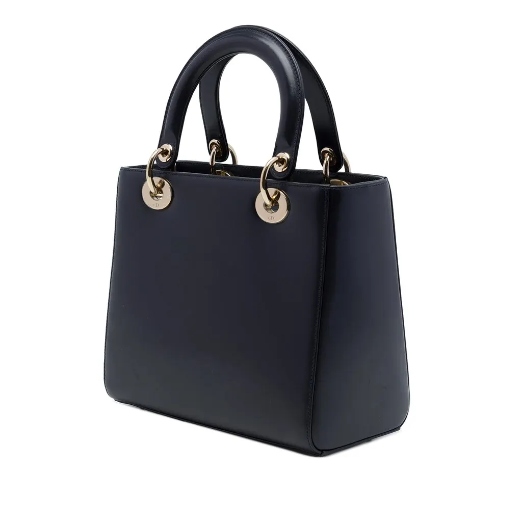 Dior Medium Calfskin Pockets Lady Dior Blue Leather Very good - Back View