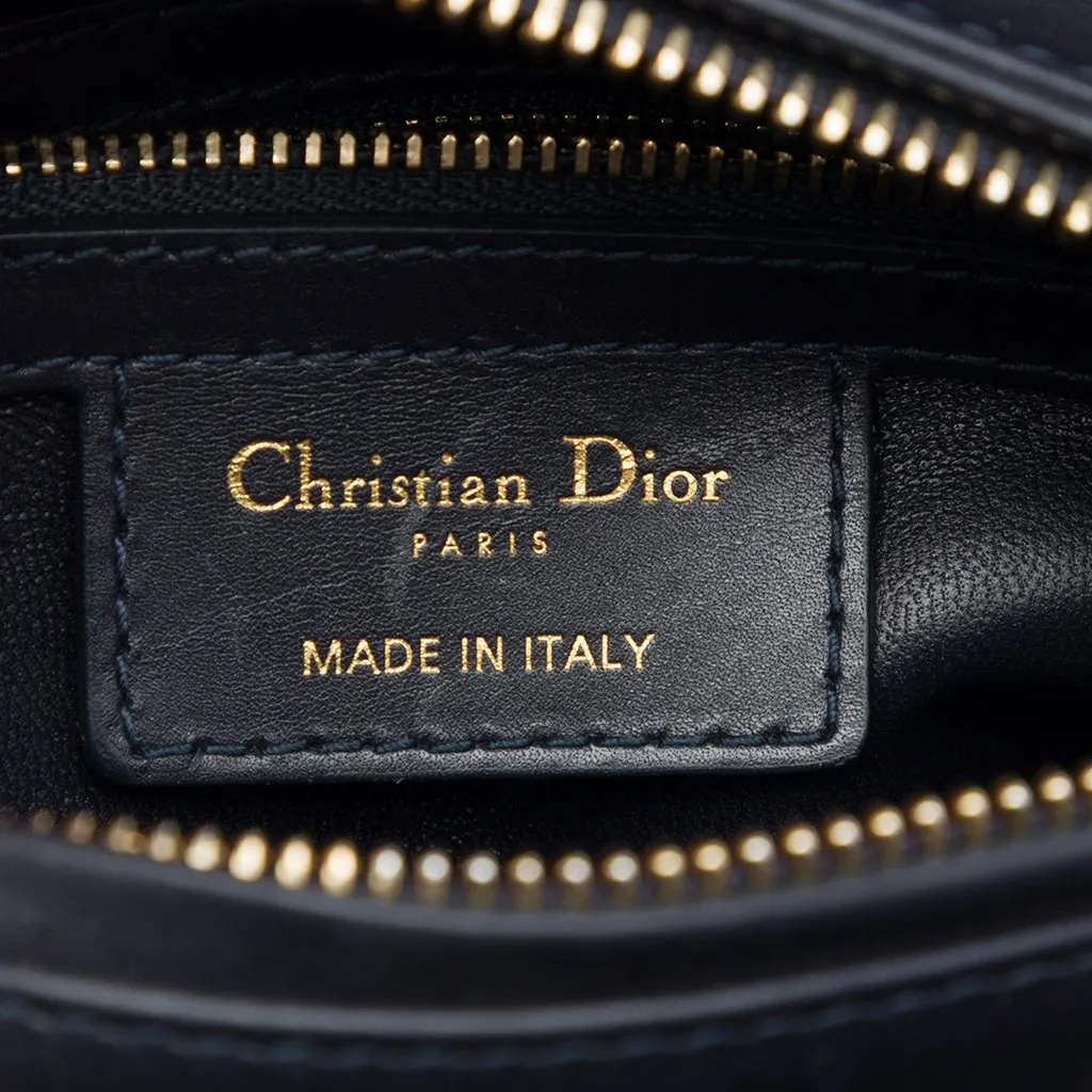 Dior Medium Calfskin Pockets Lady Dior Blue Leather Very good - Box View