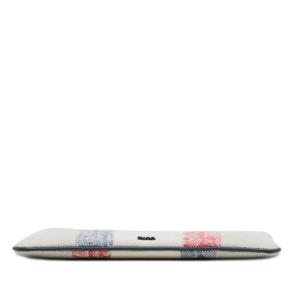 Dior Tricolor Oblique Canvas Stripe Zip Pouch Beige Canvas Very good - Inside View