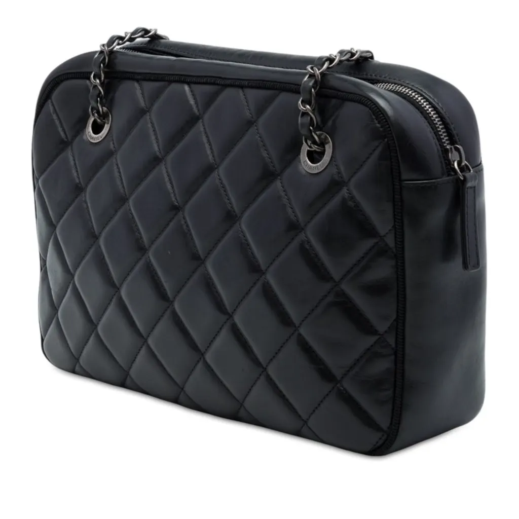 Chanel Large CC Diamond Quilted Calfskin Ballerine Camera Bag Black Leather Very good - Back View