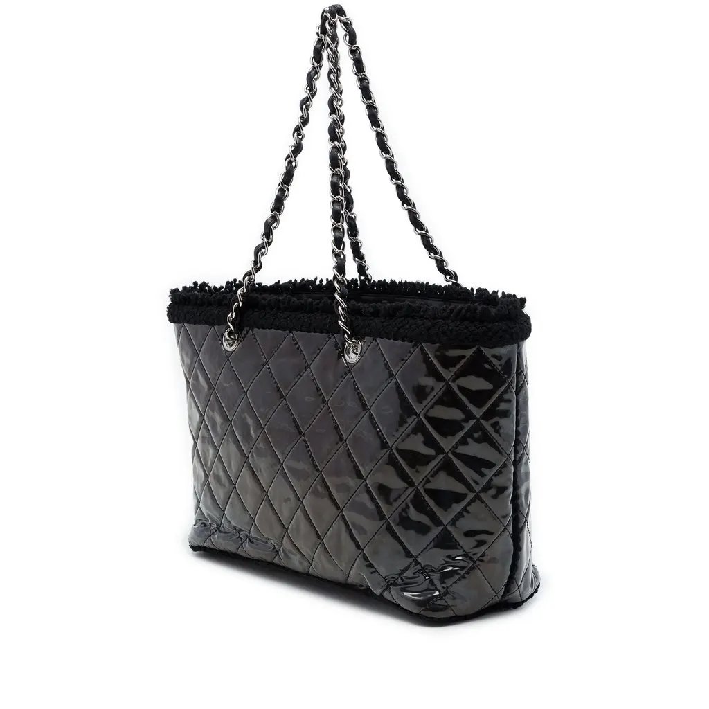 Chanel Small Quilted Tweed and PVC Funny Tote Black Plastic Very good - Back View
