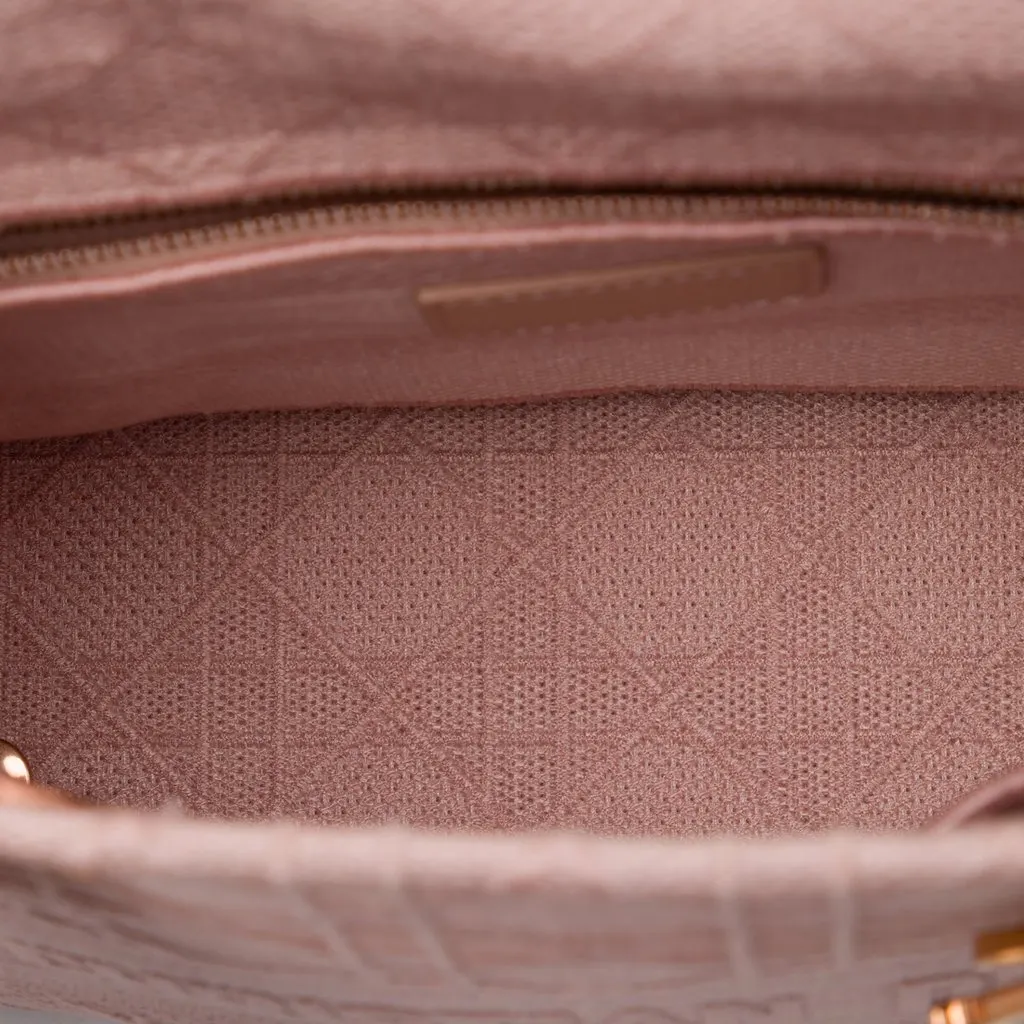 Dior Medium Embroidered Canvas Cannage Lady D Lite Pink Very good - Model View