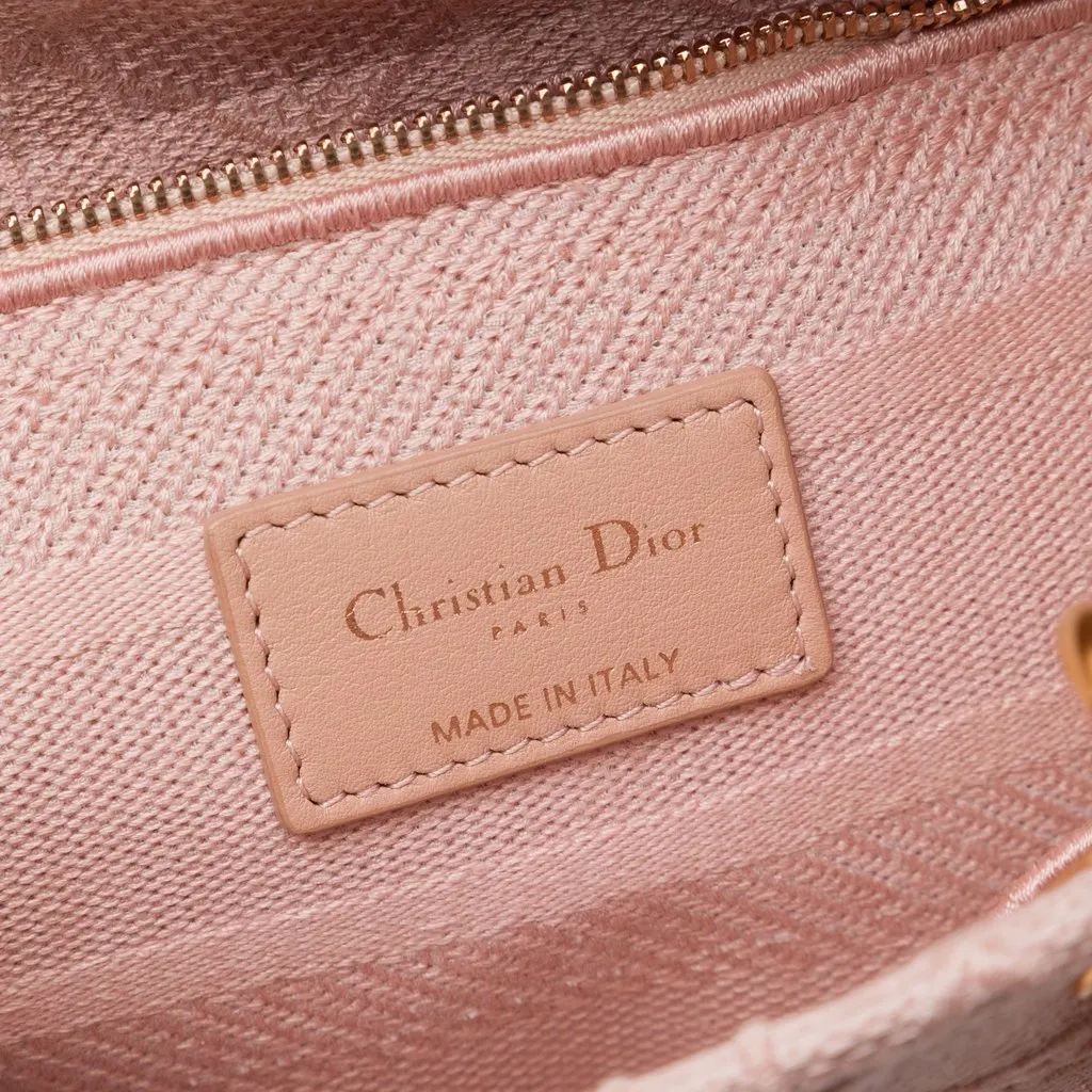 Dior Medium Embroidered Canvas Cannage Lady D Lite Pink Very good - Box View