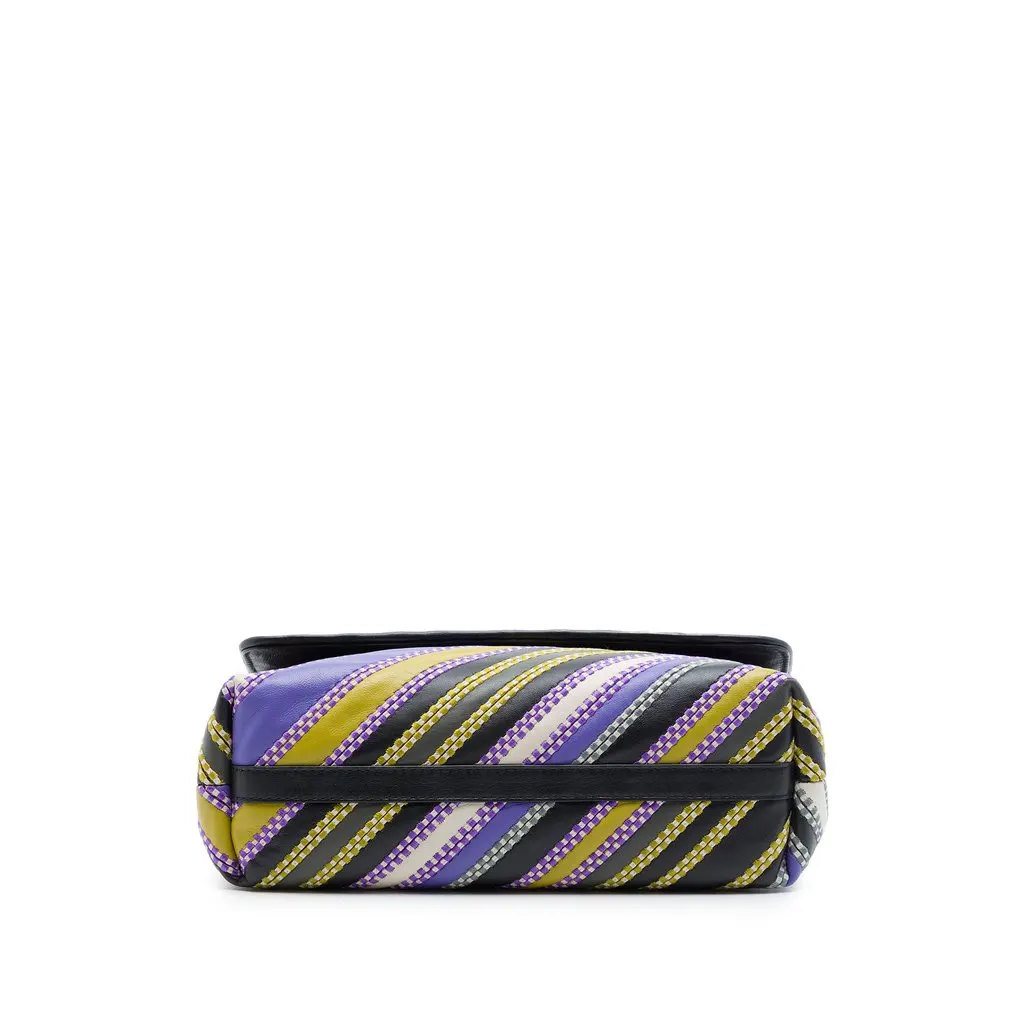 Bottega Veneta Small Nappa Diagonal Stripe Satchel Purple Leather Very good - Inside View