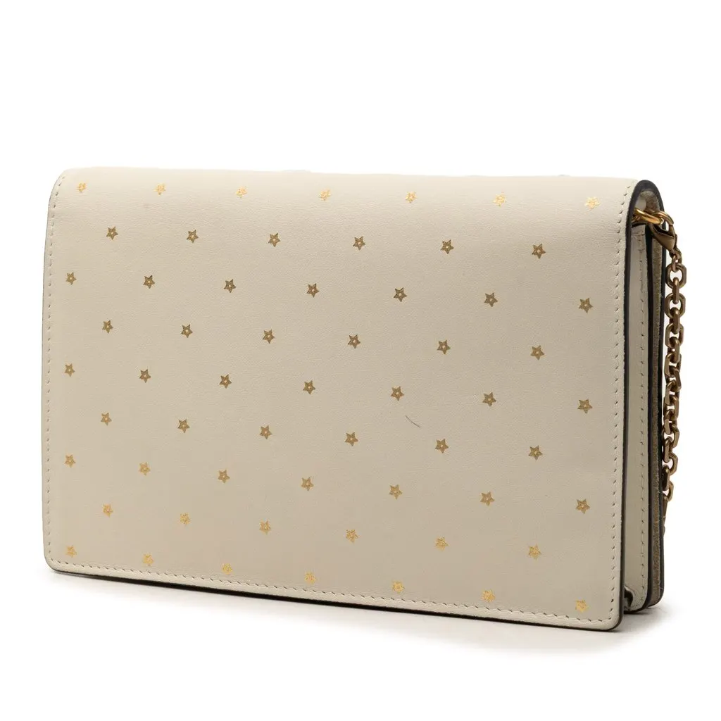 Dior Stars Printed Calfskin Wallet on Chain Beige Leather Very good - Back View