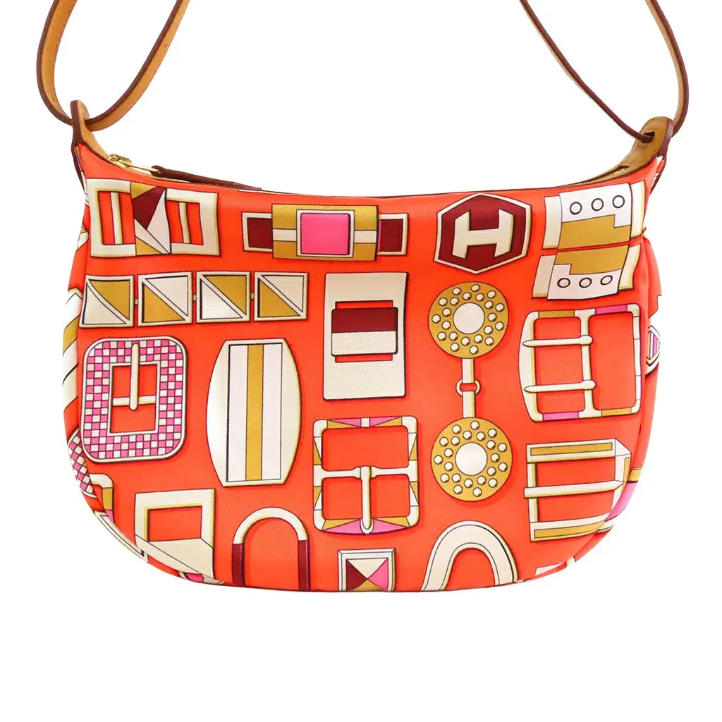 Hermès Silk and Swift Carre En Boucles Sursoie To Go Pouch Orange Very good - Front View