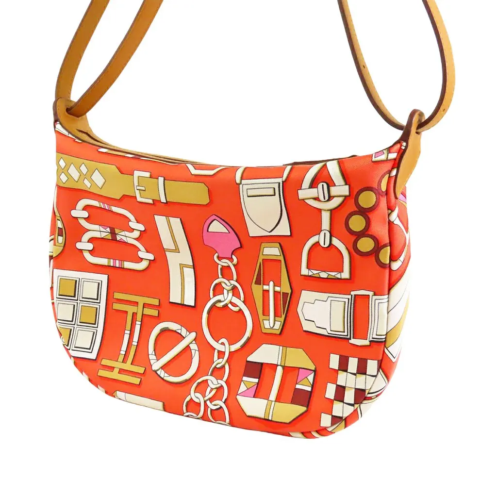 Hermès Silk and Swift Carre En Boucles Sursoie To Go Pouch Orange Very good - Back View