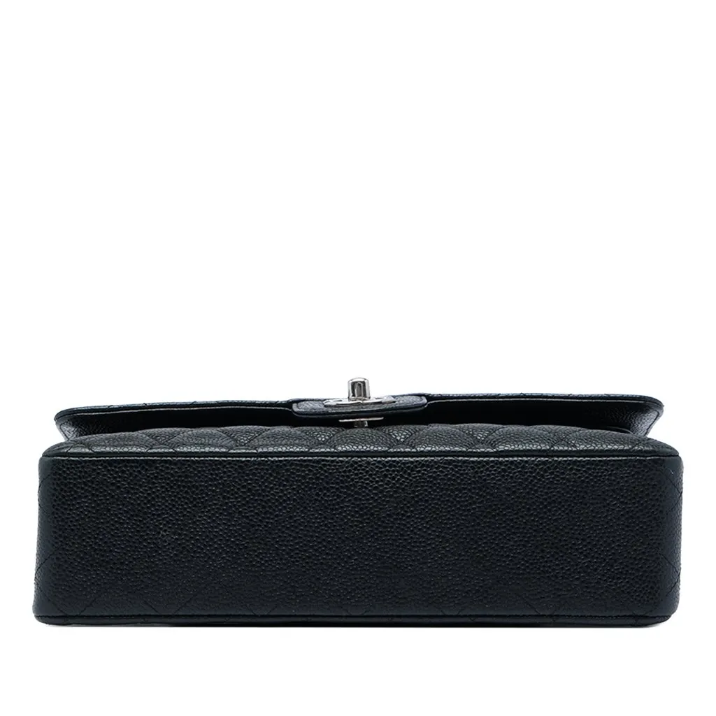 Chanel Medium Classic Caviar Double Flap Black Leather Good - Inside View