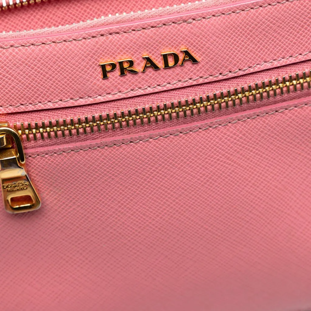 Prada Saffiano Lux Front Pocket Crossbody Pink Leather Very good - Box View