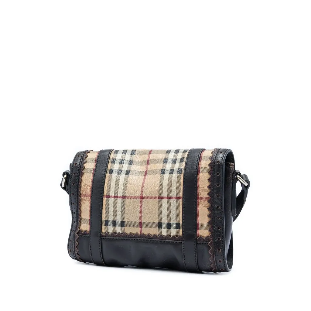 Burberry Haymarket Check Coated Canvas Brogues Doyle Crossbody Beige Good - Back View
