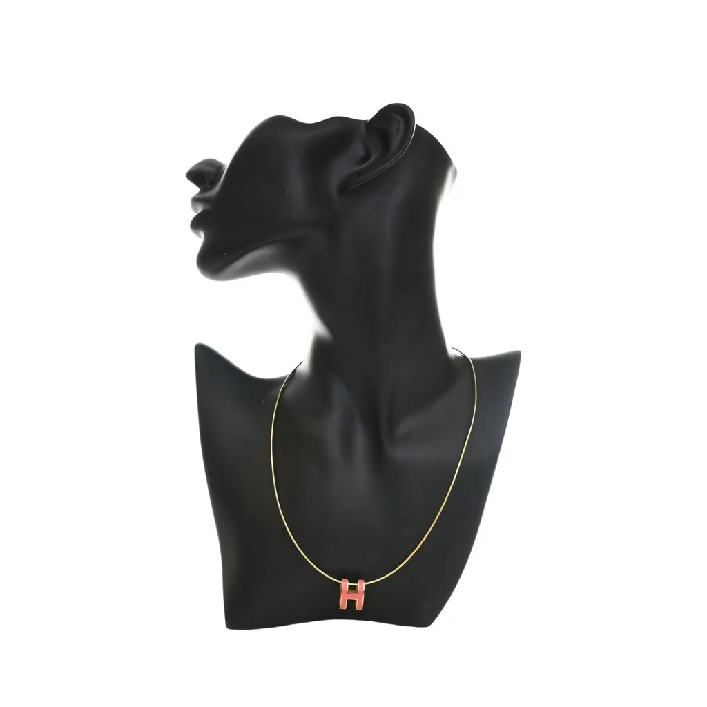 Hermès Gold Plated Enamel Mini Pop H Pendant Necklace Gold Metal Very good - Front View