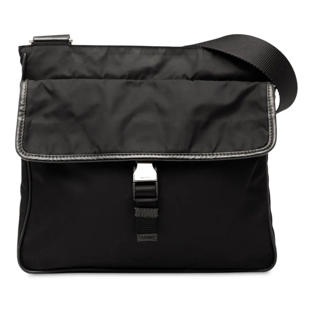 Prada Tessuto Zip Top Crossbody Black Very good - Front View