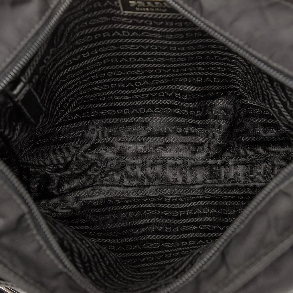 Prada Tessuto Zip Top Crossbody Black Very good - Model View