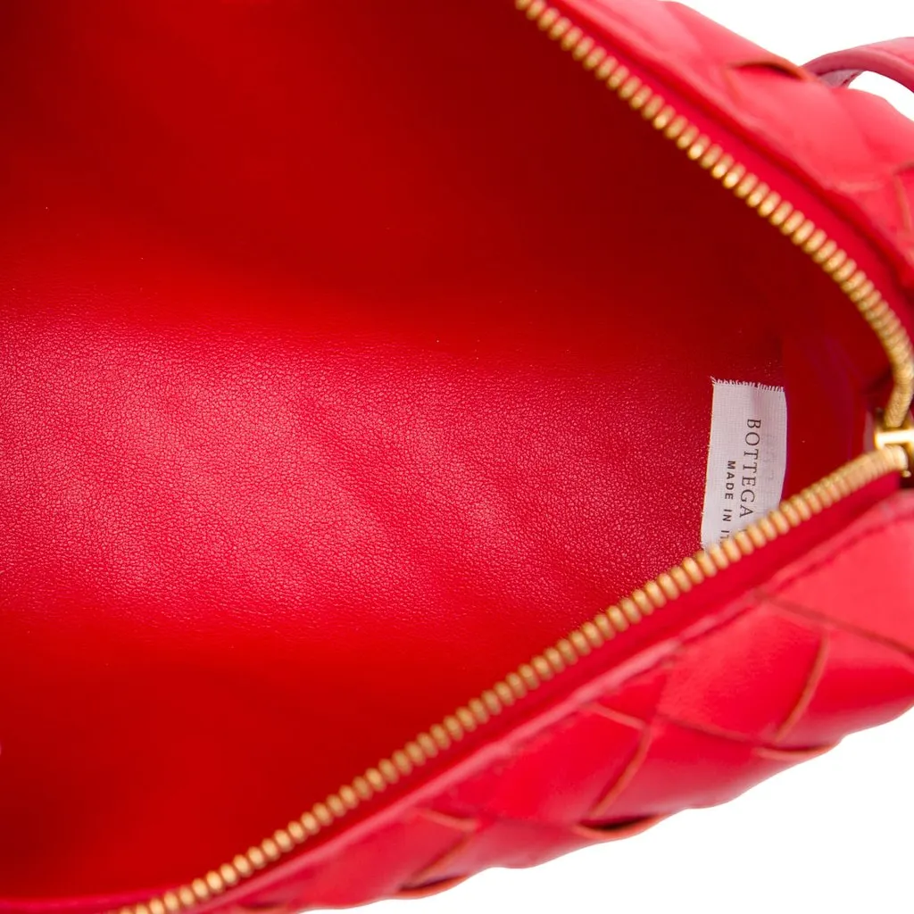 Bottega Veneta Mini Nappa Intrecciato Crossbody Red Leather Good - Model View