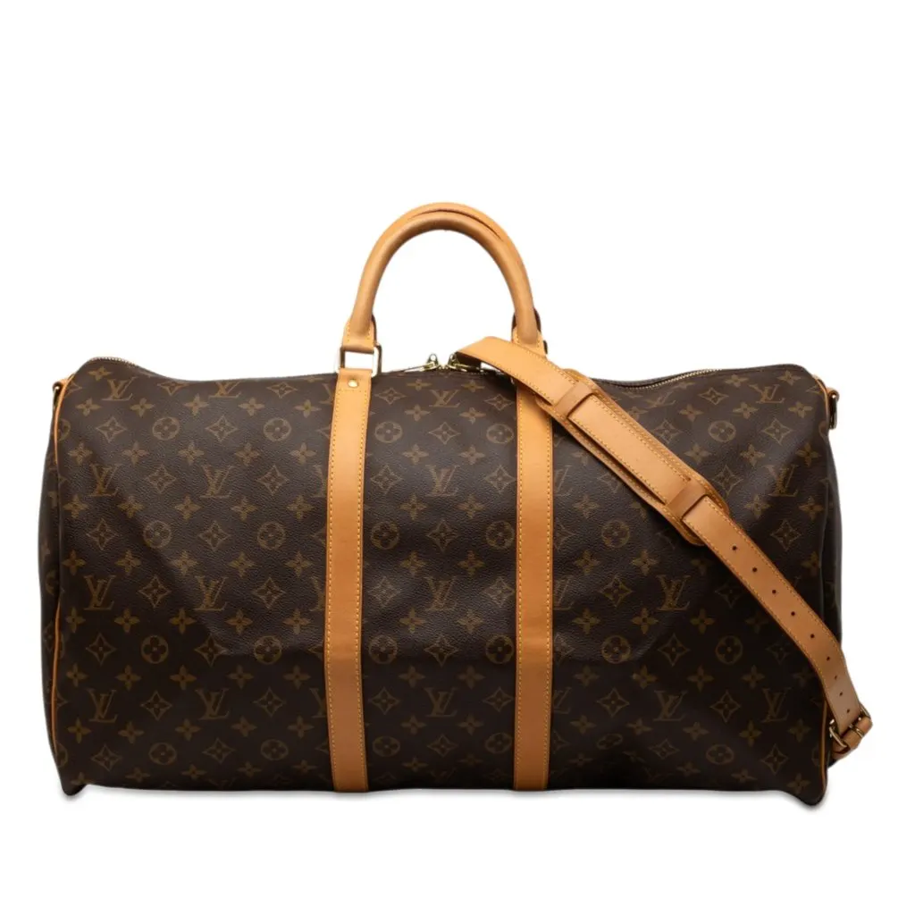Louis Vuitton Monogram Keepall Bandouliere 55 Brown Good - Front View